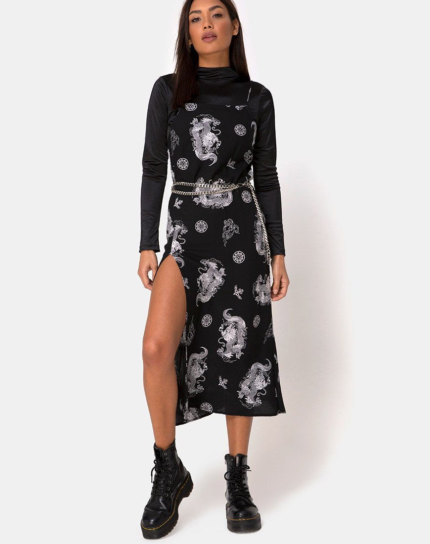Robe longue Quinty en Dragon Black