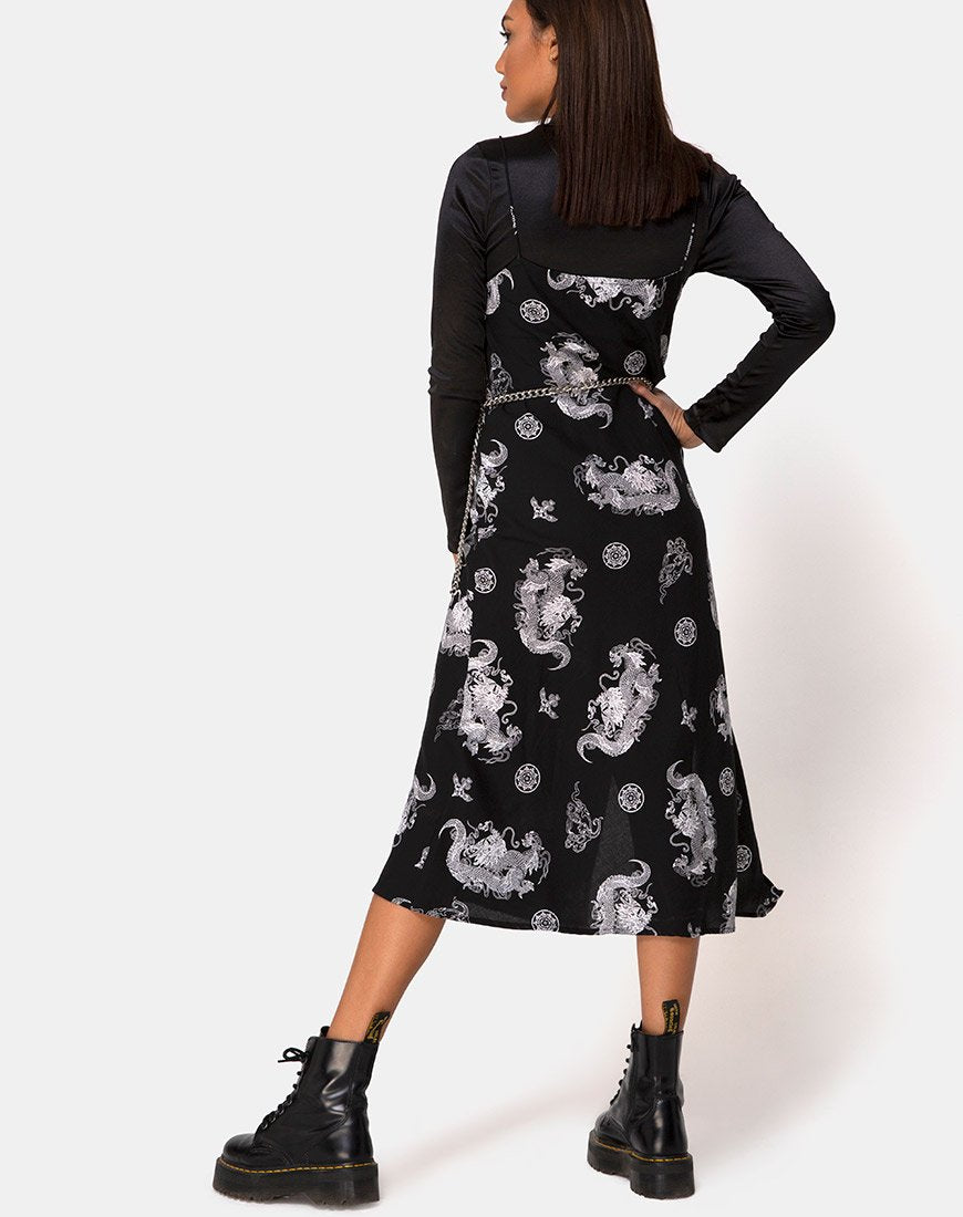 Robe longue Quinty en Dragon Black