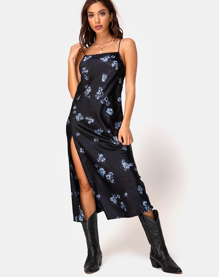 Robe Quinty en noir Mono Flower