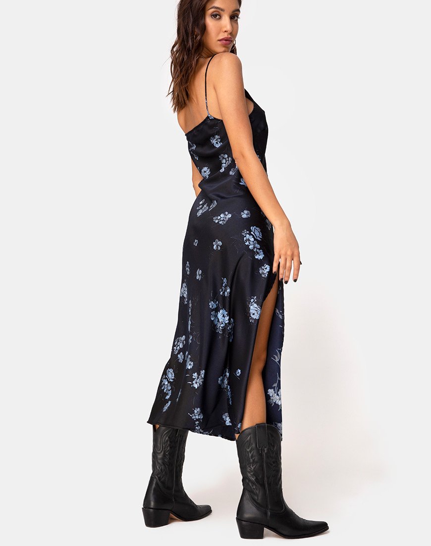 Robe Quinty en noir Mono Flower
