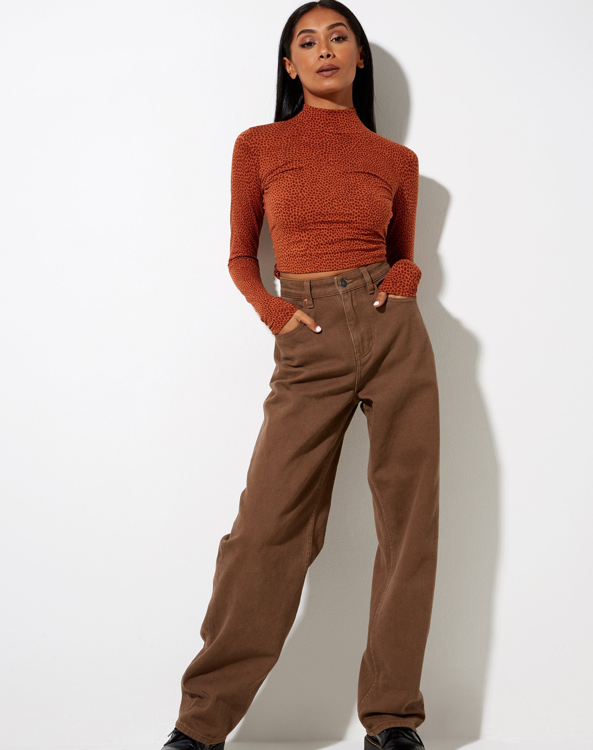 Image de Quky Crop Top in Mini Croc Brown