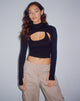 Image de Raccet Long Sleeve Crop Top in Black