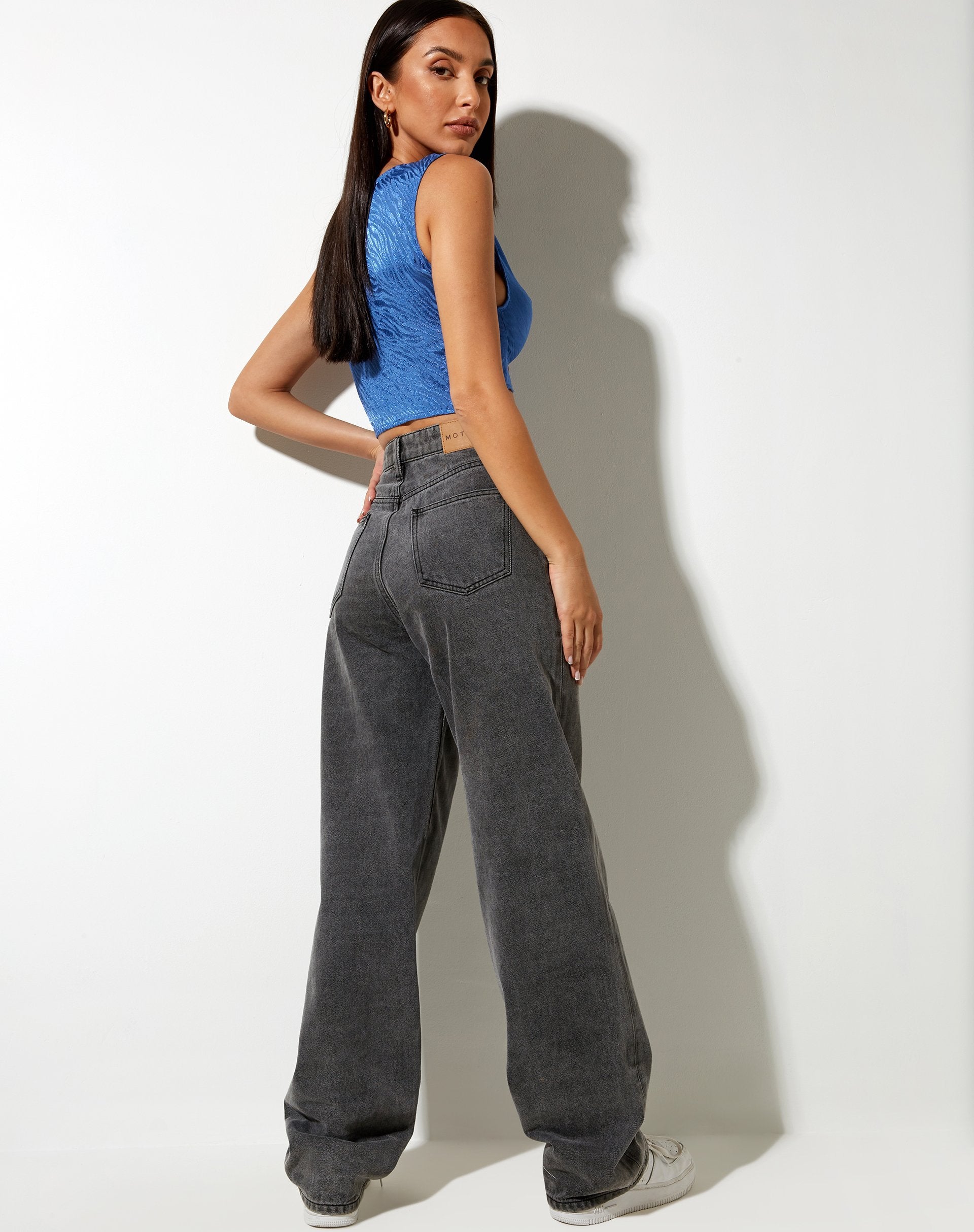 Image de Raeless Crop Top in Satin Zebra Blue Bonnet