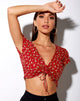 Image de Raeto Crop Top in Falling For You Floral Red