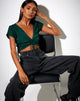 Image de Raeto Crop Top in Satin Cheetah Forest Green