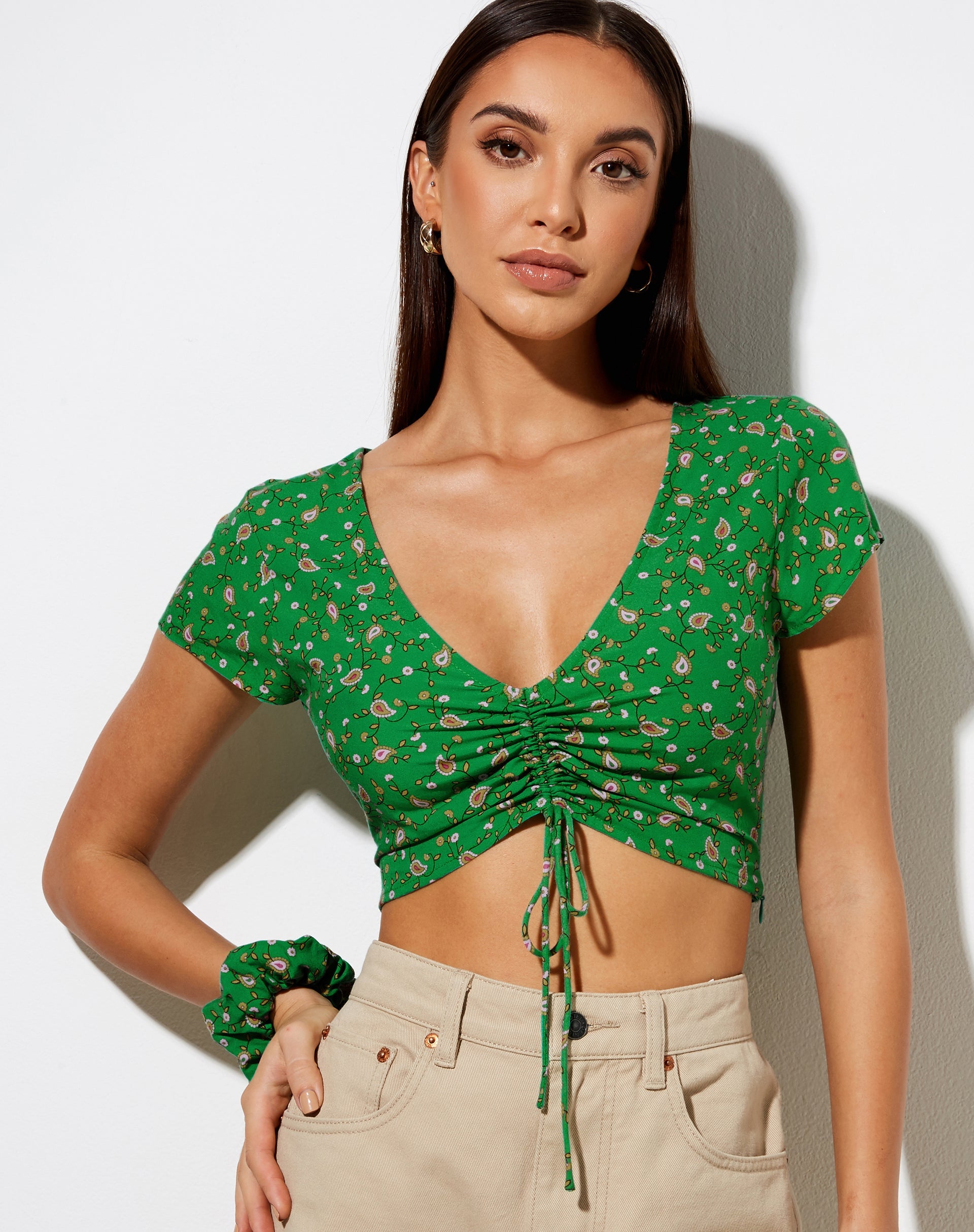 Image de Raeto Crop Top in Paisley Fun Green