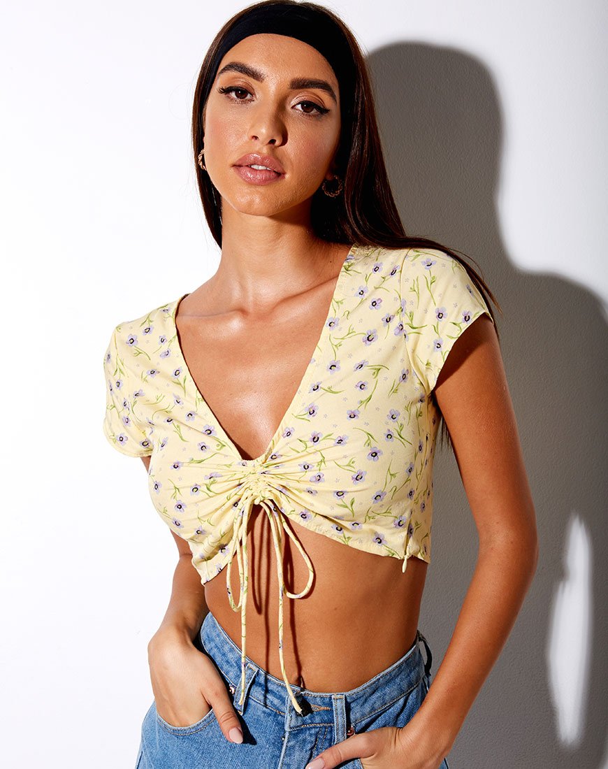 Image de Raeto Crop Top in Wild Flower Lemon Drop