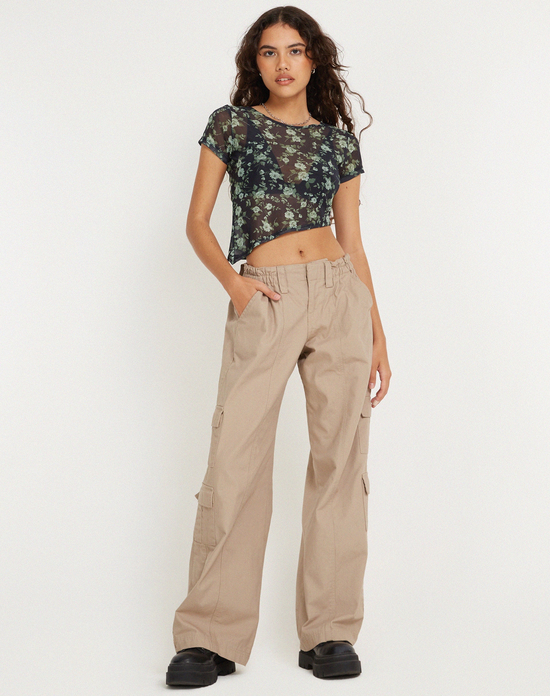 image de Rambu Crop Top in Pretty Floral Green