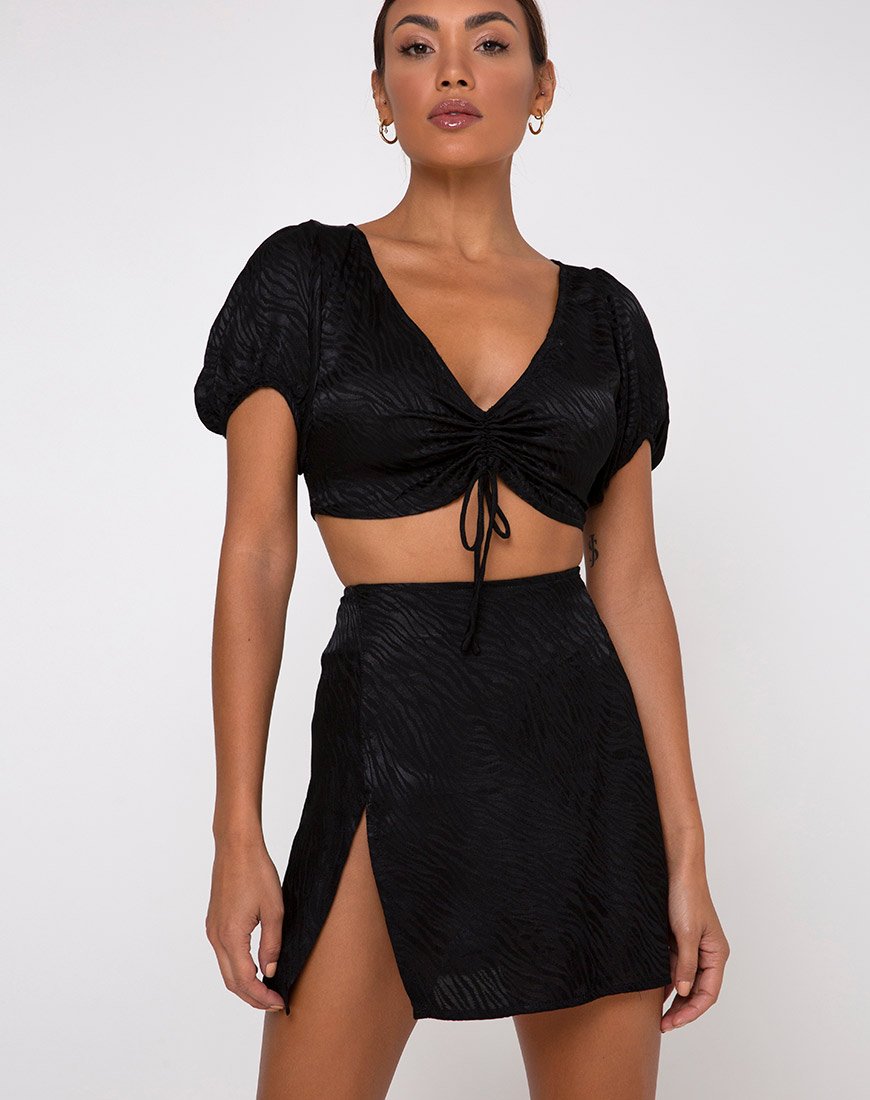 Image de Raemzi Crop Top in Satin Zebra Black