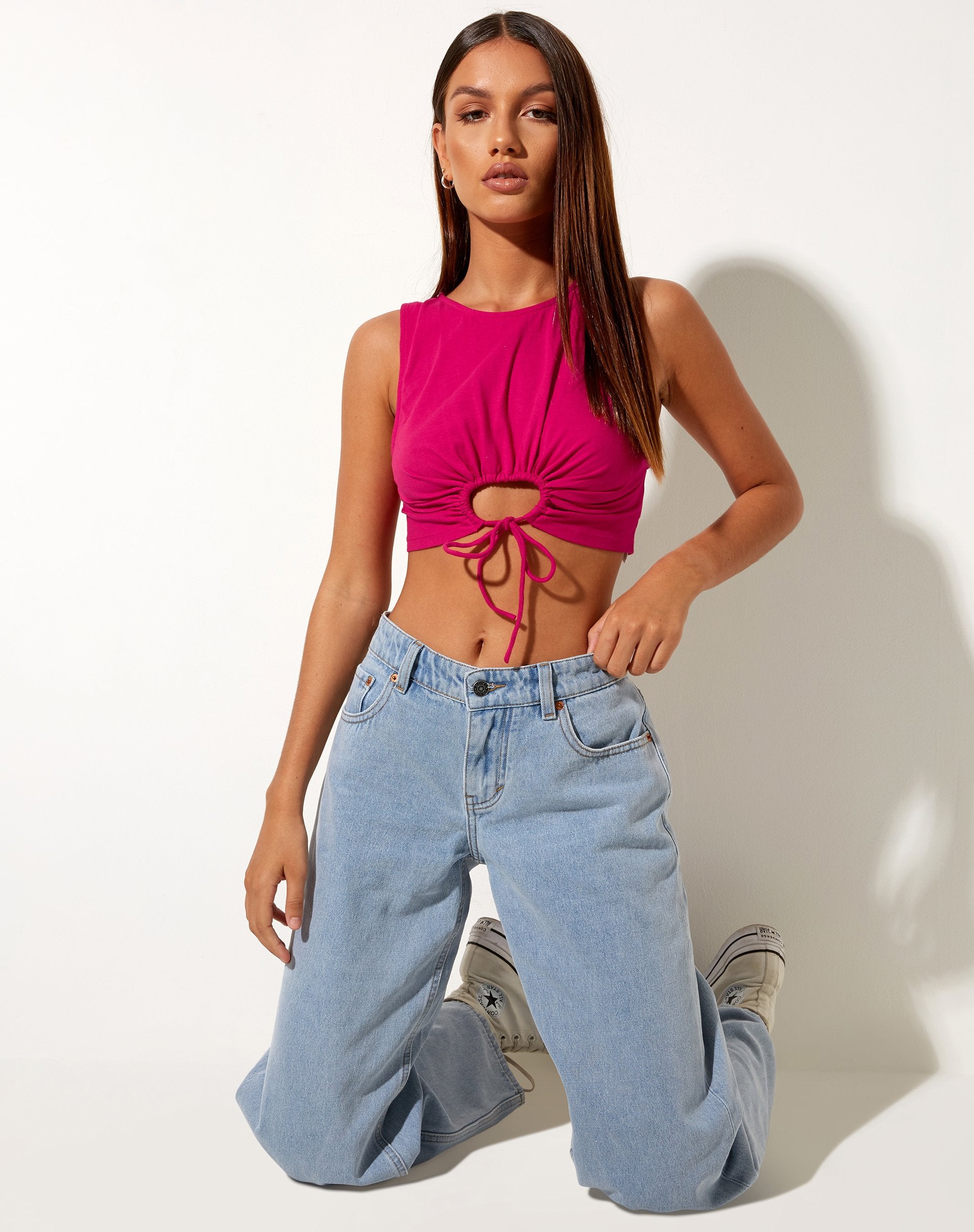 Image de Yasni Crop Top en Lycra Fandango Pink