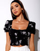 Image de Raquel Crop Top in Mono Flower Black