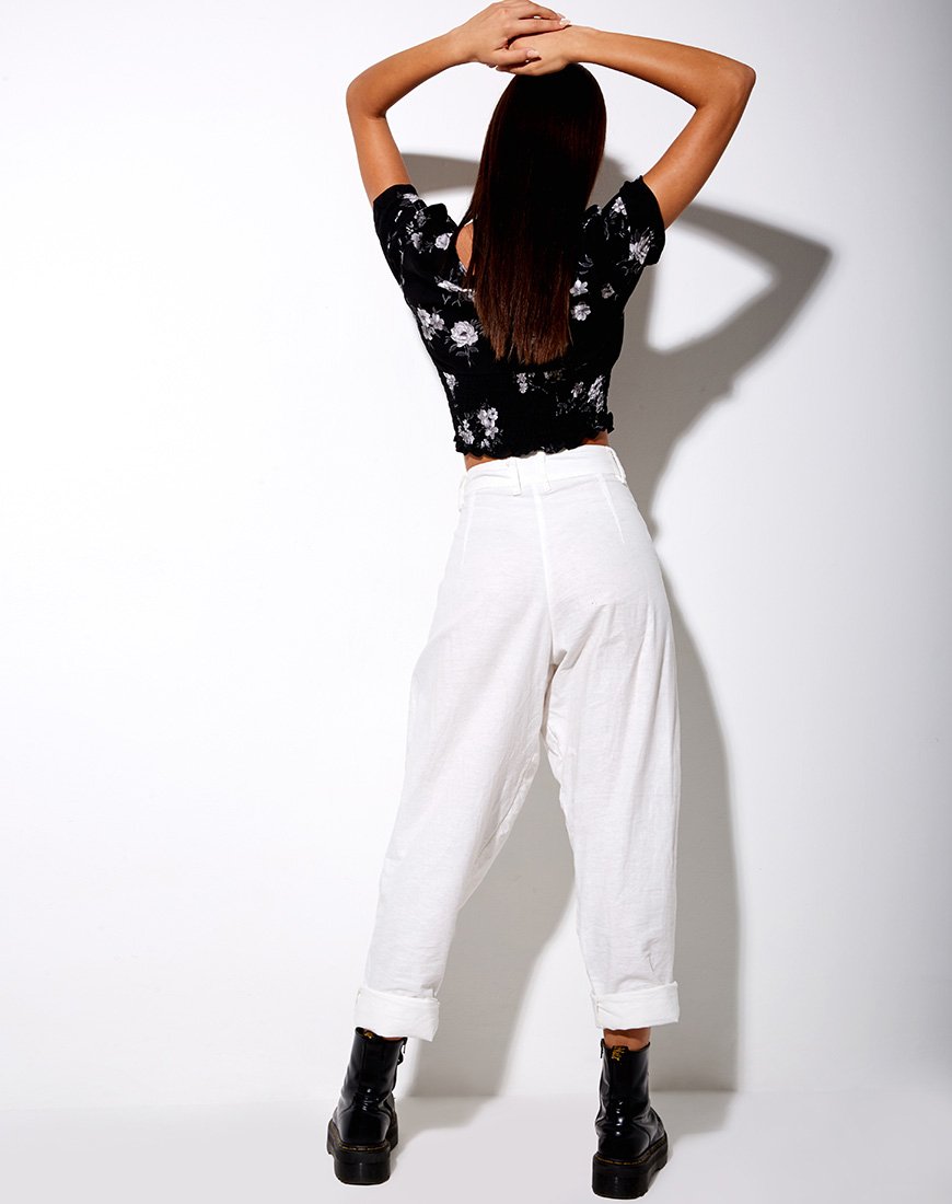 Image de Raquel Crop Top in Mono Flower Black