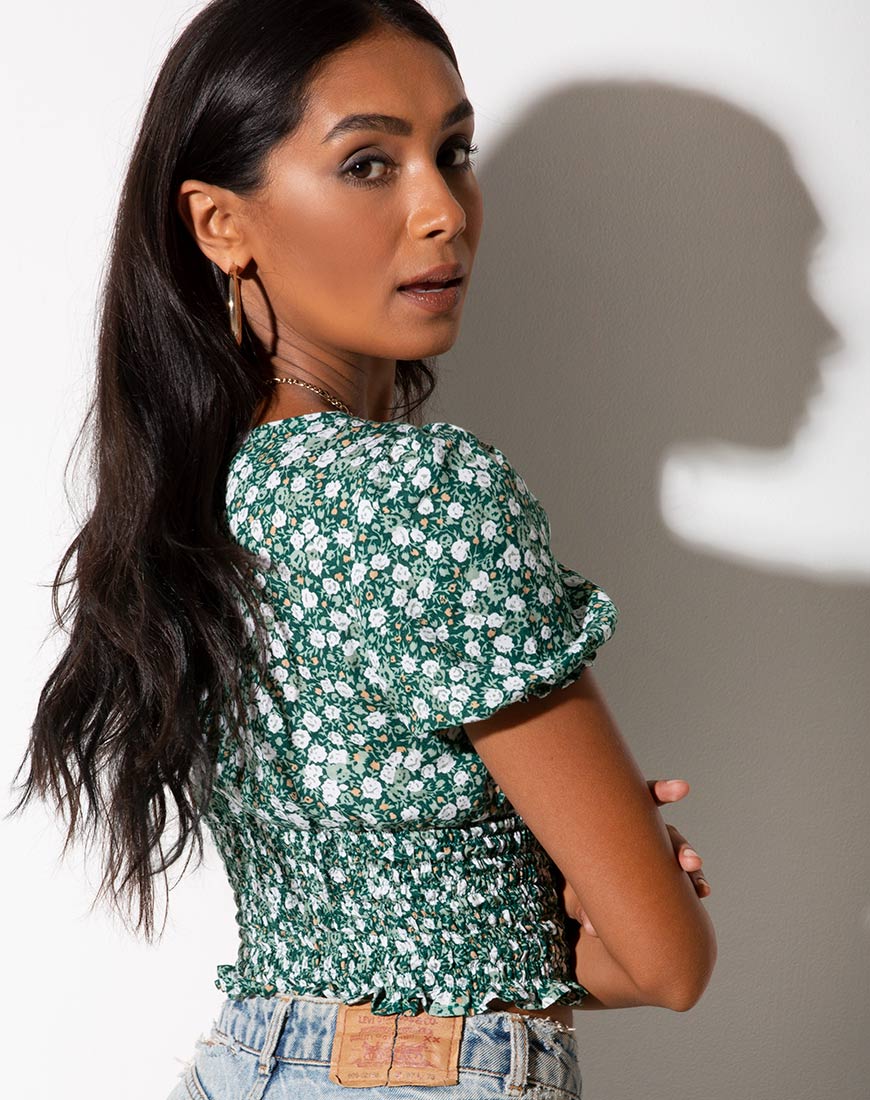 Image de Raquel Top in Floral Field Green
