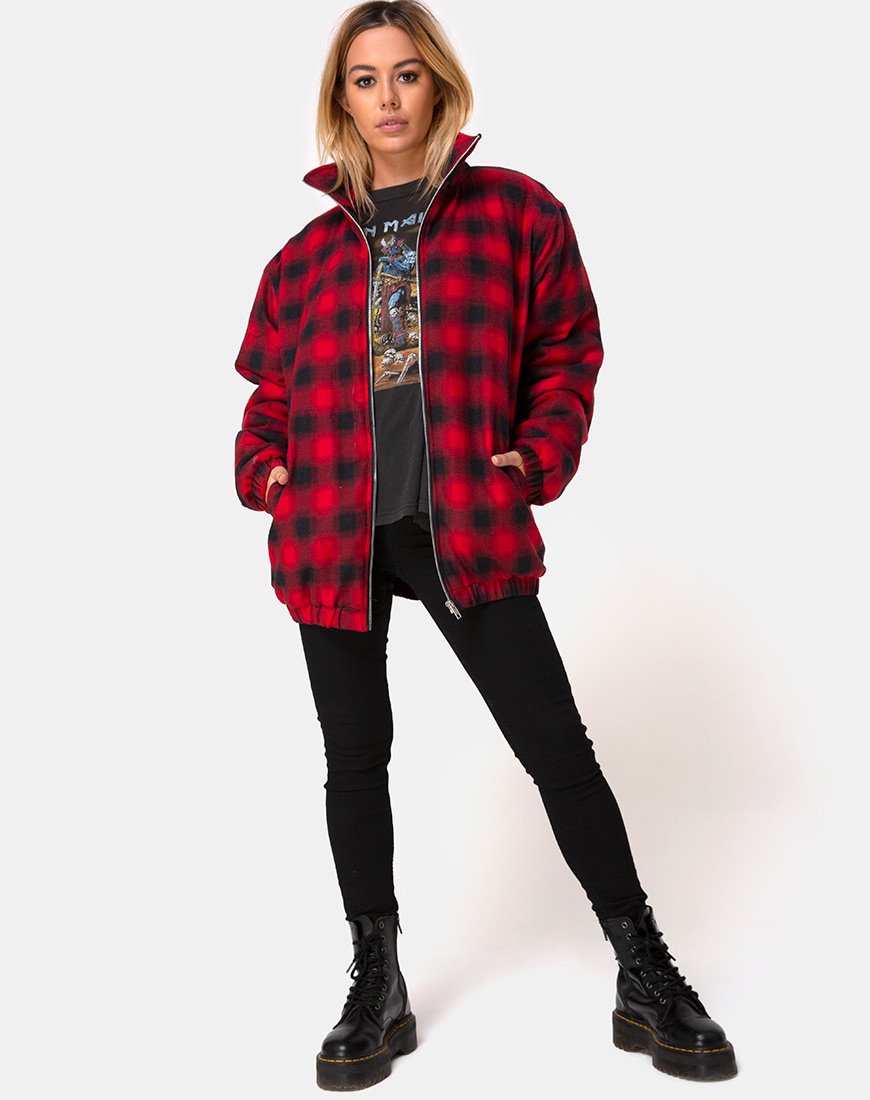 Image de la veste Raven à carreaux rouge noir