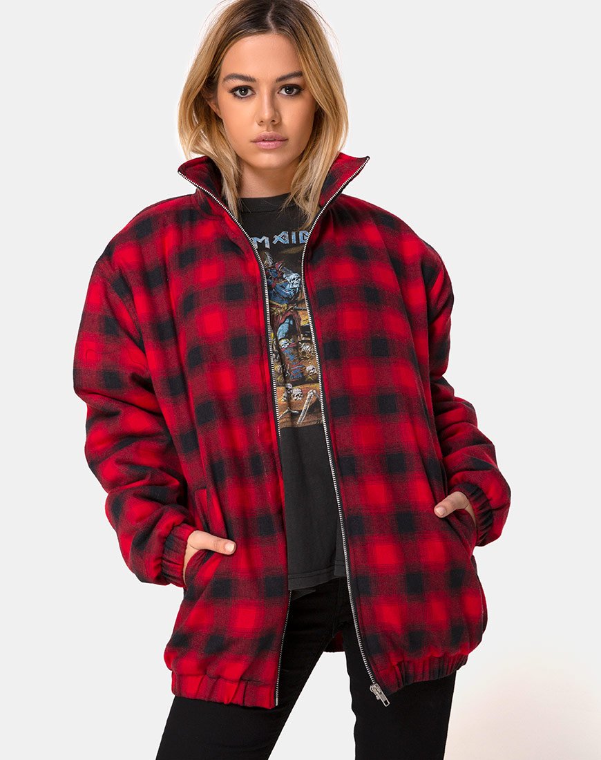 Image de la veste Raven à carreaux rouge noir