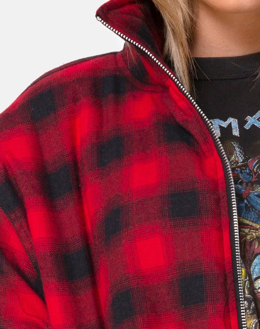 Image de la veste Raven à carreaux rouge noir