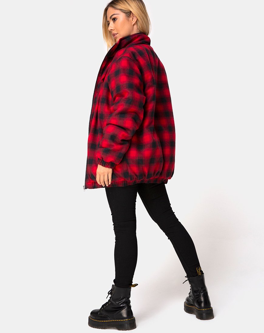 Image de la veste Raven à carreaux rouge noir