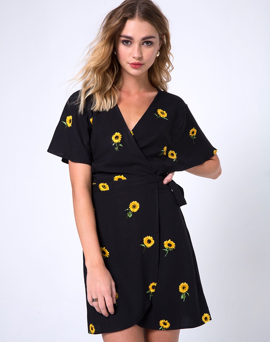 Robe portefeuille Rawa, Ditsy Sunflower