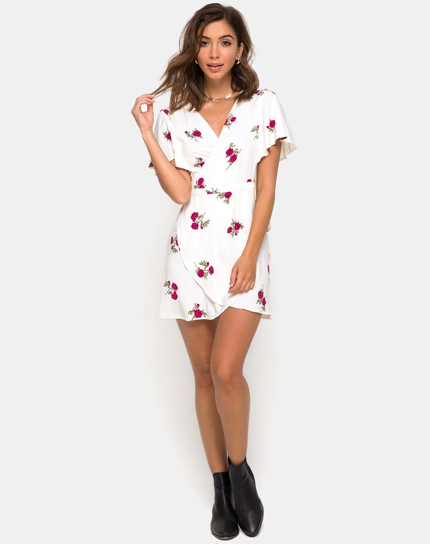 Image of Rawa Wrap Dress in Grunge Rose Ivory