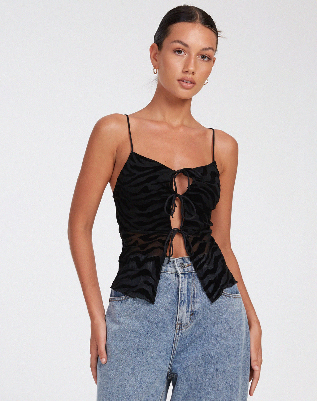 Top Rayu en Zebra Flock Black