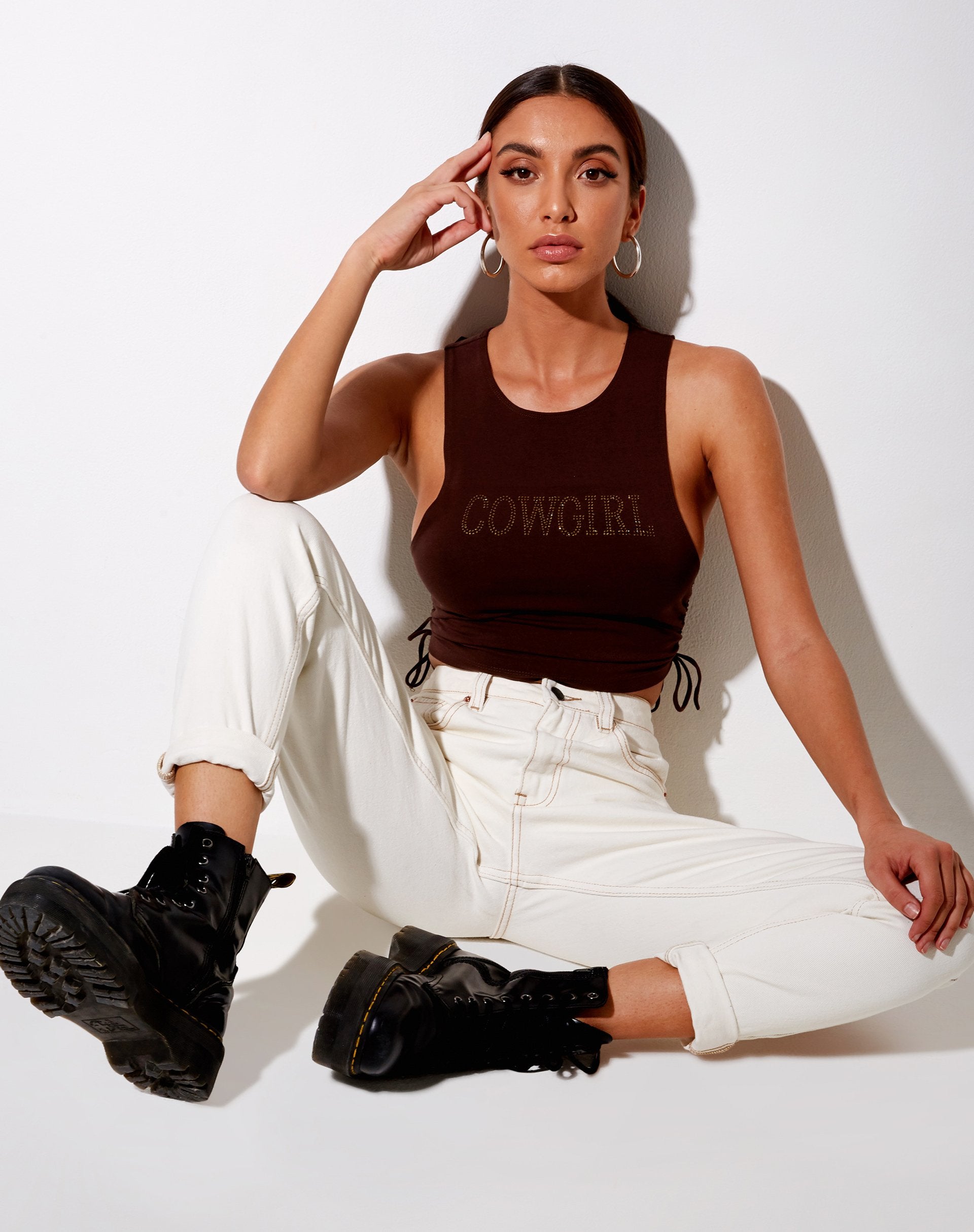 Image de Raze Vest Top in Brown Cowgirl Hotfix
