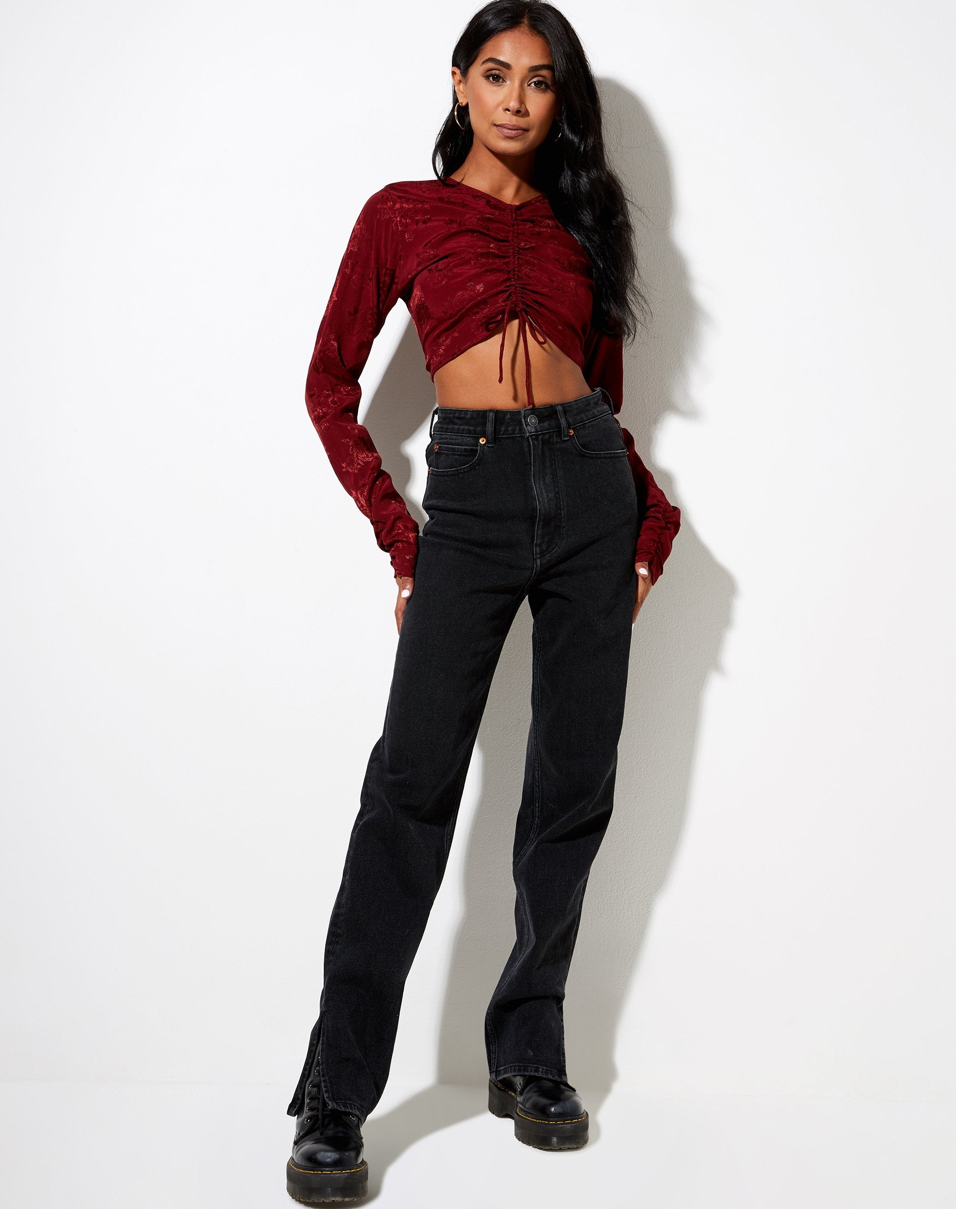 Image de Rean Crop Top in Satin Rose Mulberry