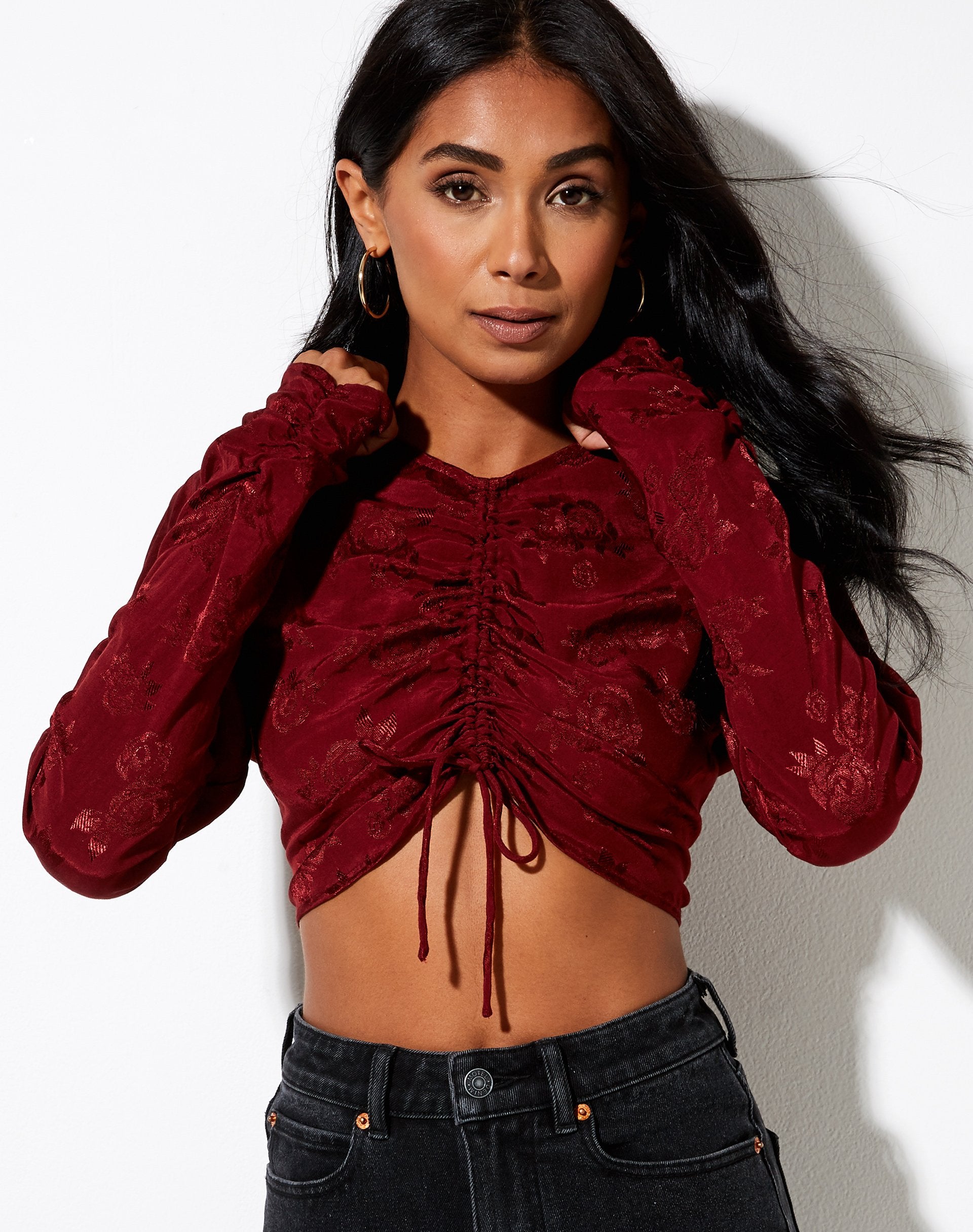 Image de Rean Crop Top in Satin Rose Mulberry