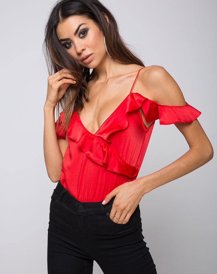 Reilly Cold Shoulder Bodice en rouge