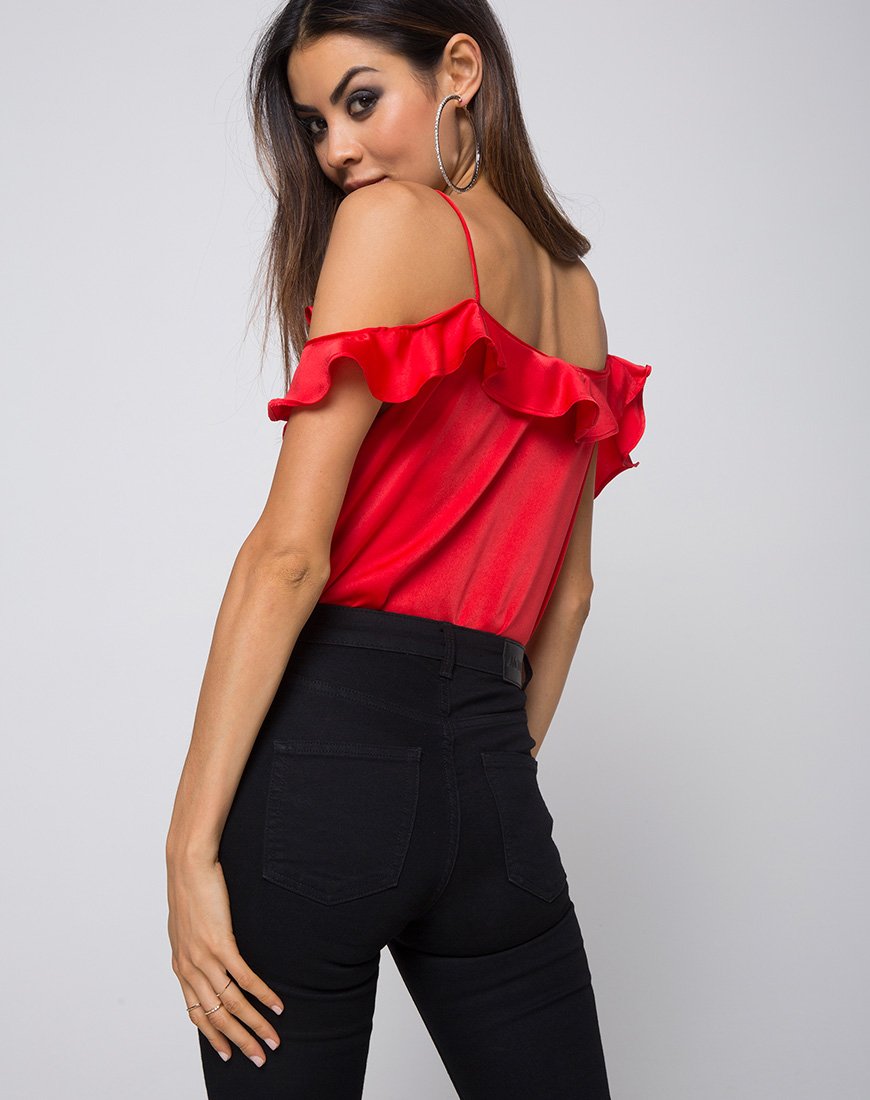 Reilly Cold Shoulder Bodice en rouge