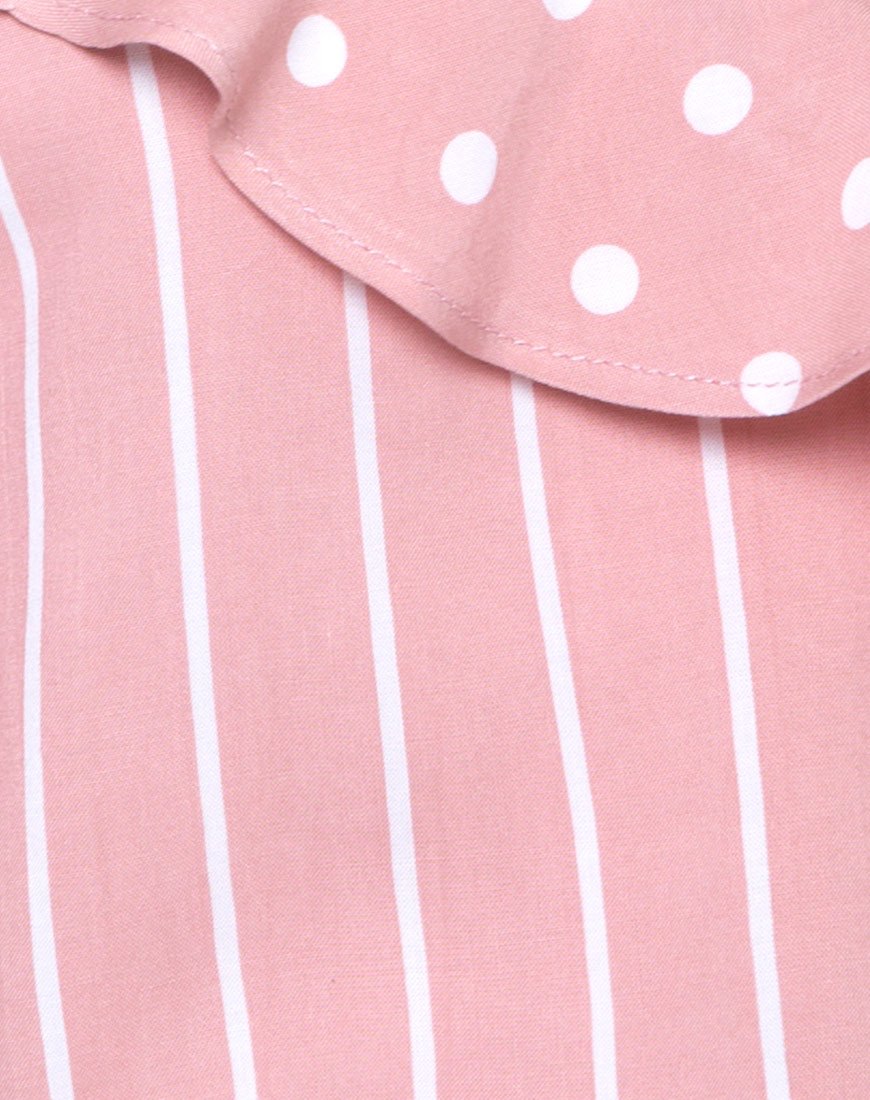 Image of Reilly Cold Shoulder Bodice in Spot Stripe Pink and White