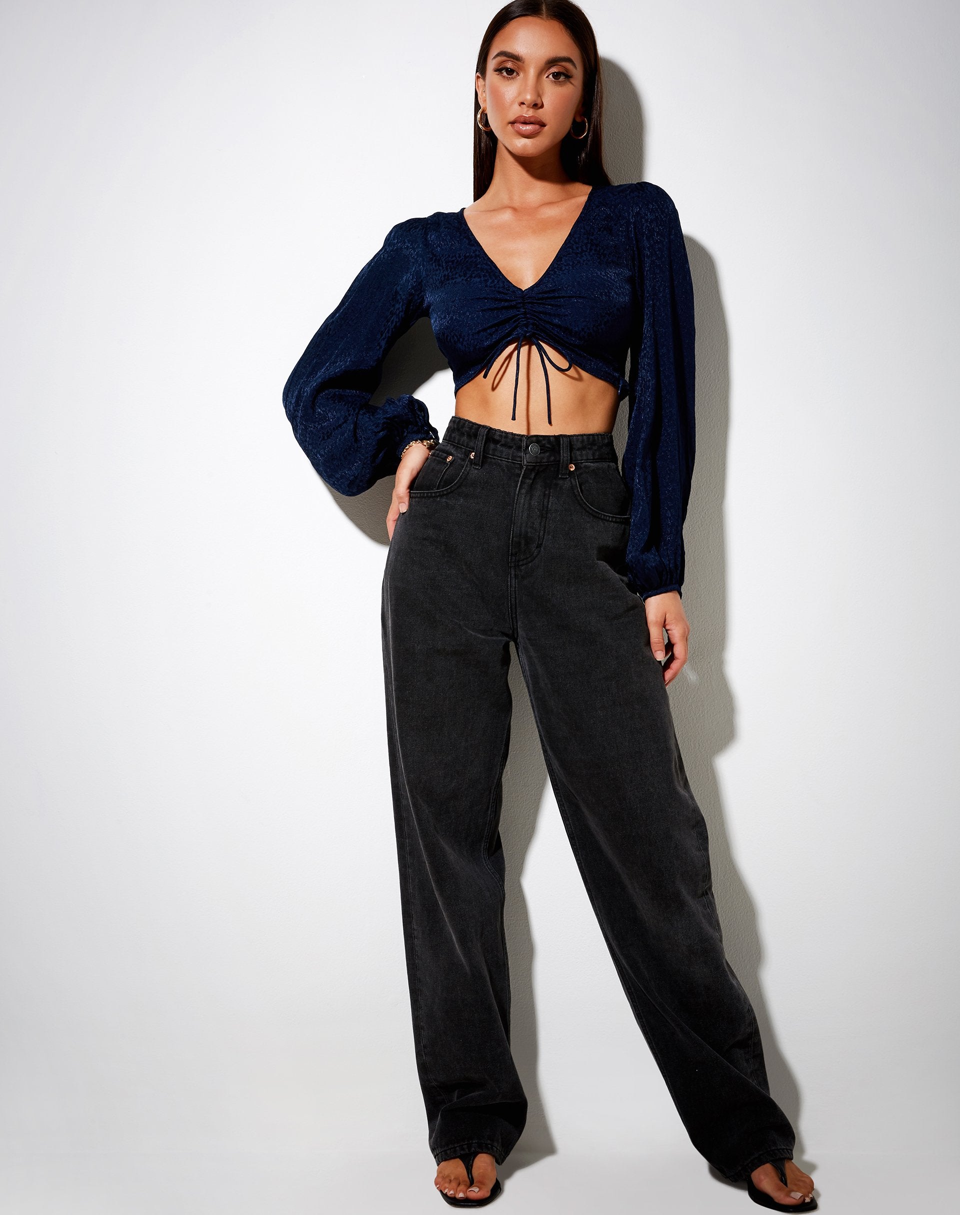 Image de Reilo Crop Top in Satin Cheetah Navy