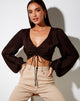 Image de Reilo Crop Top in Satin Zebra Bitter Chocolate