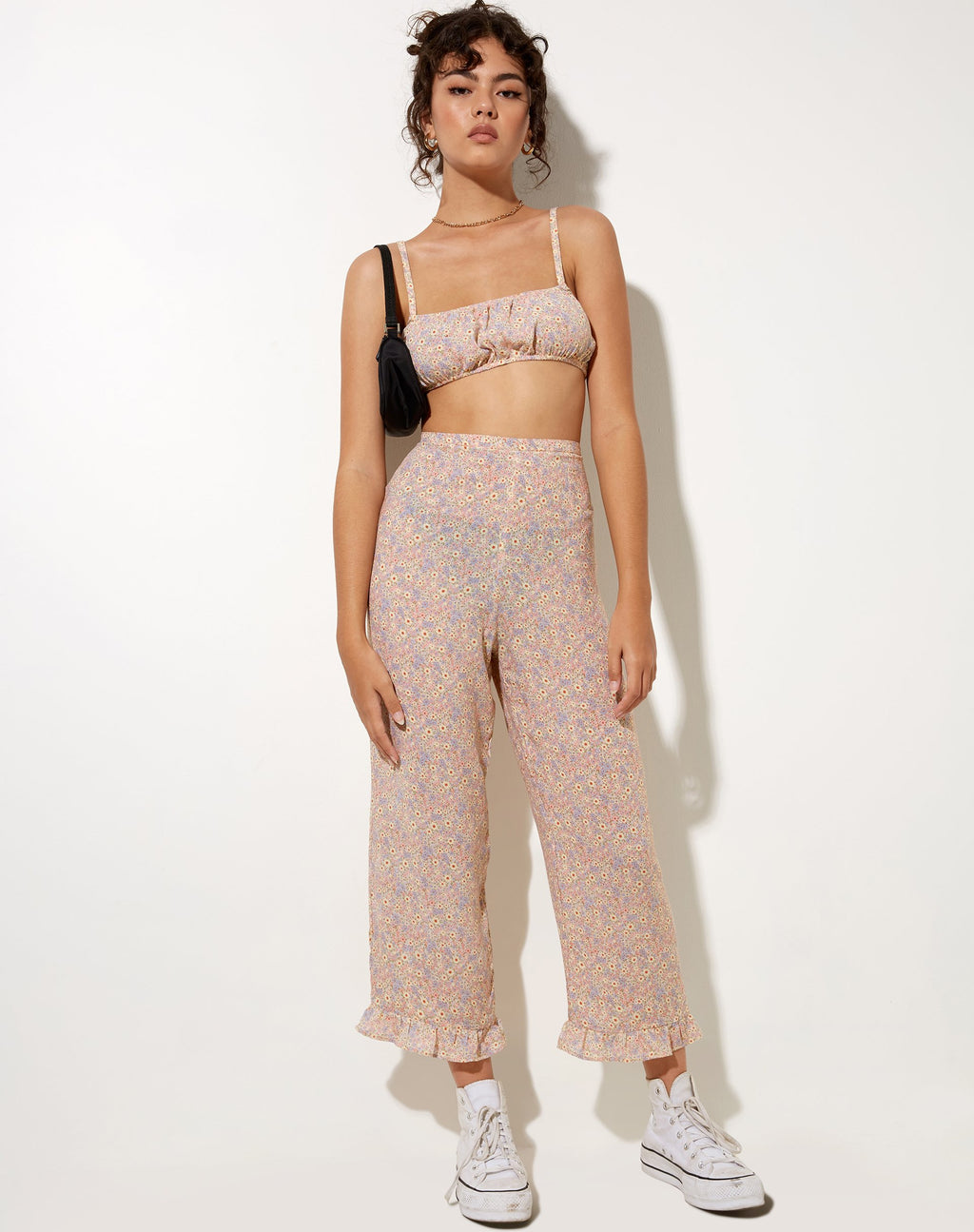 Pantalon culotte Bianca à fleurs Prairie Girl des années 70