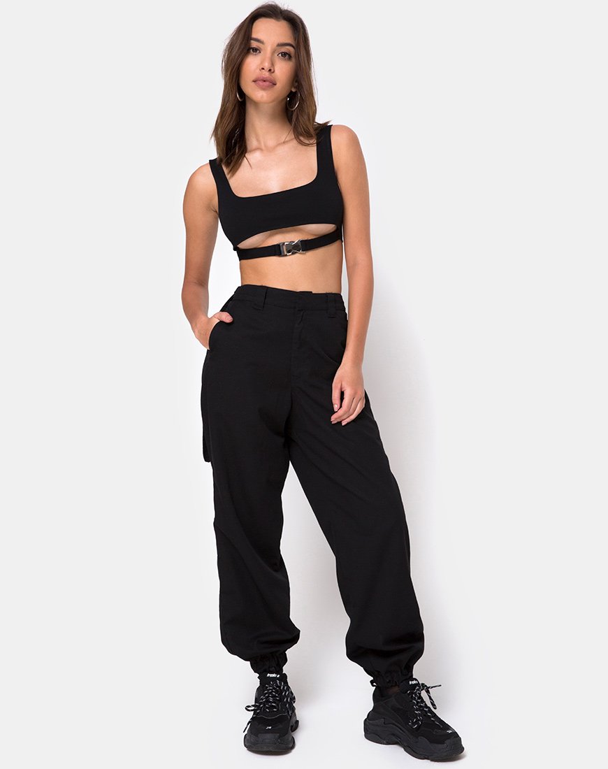 Image of Reka Crop Top in Black with Silver Buckle