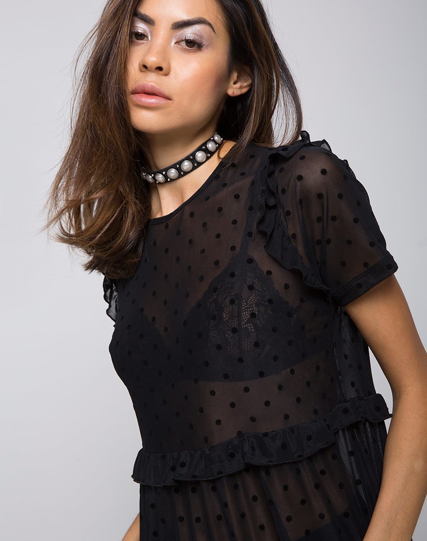 Remy Midi Dress in Polka Net noir