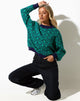 Pull Ammar en vert et bleu tourbillonnant