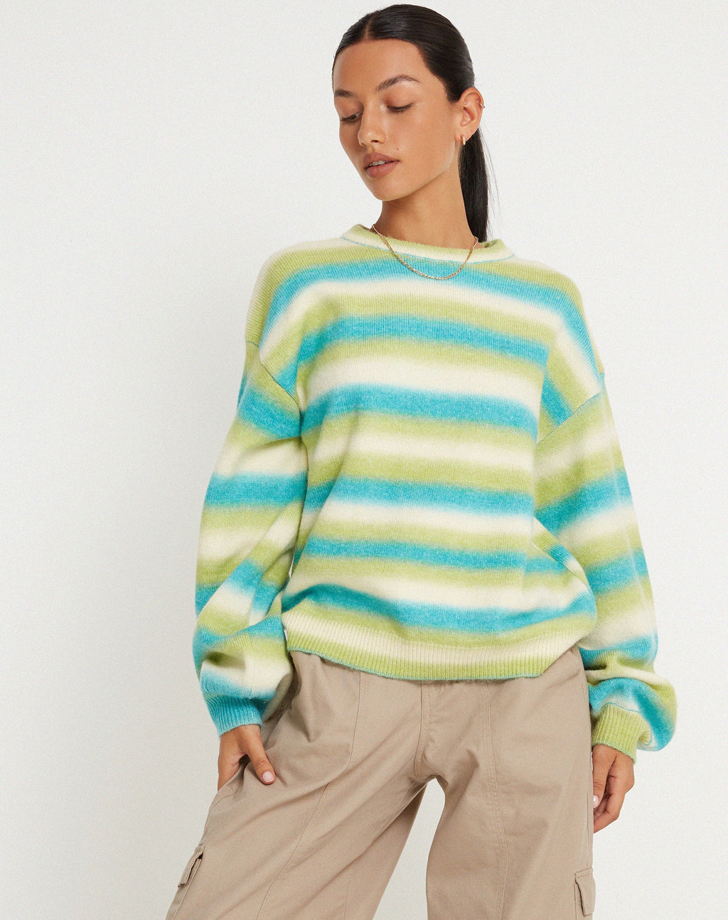 Pull Ammaria à rayures mixtes bleues