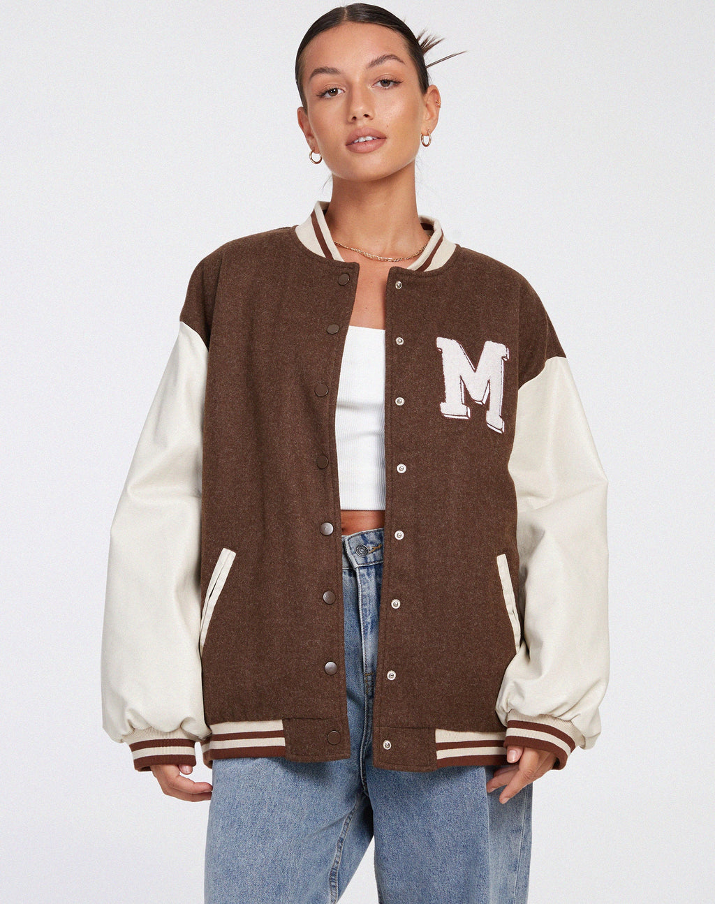 Veste Bama Varsity en brun beige