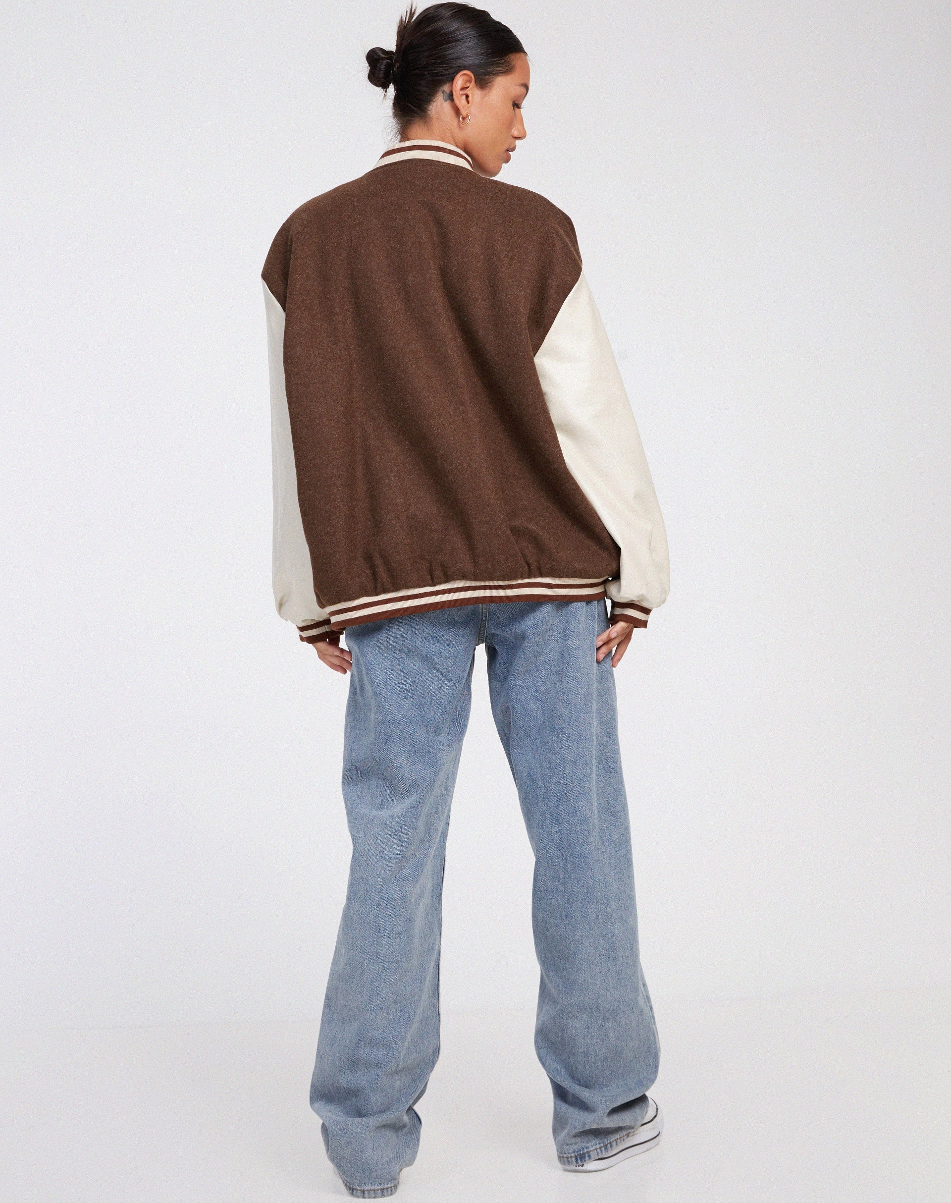 Image de Bama Varsity Jacket in Brown Beige