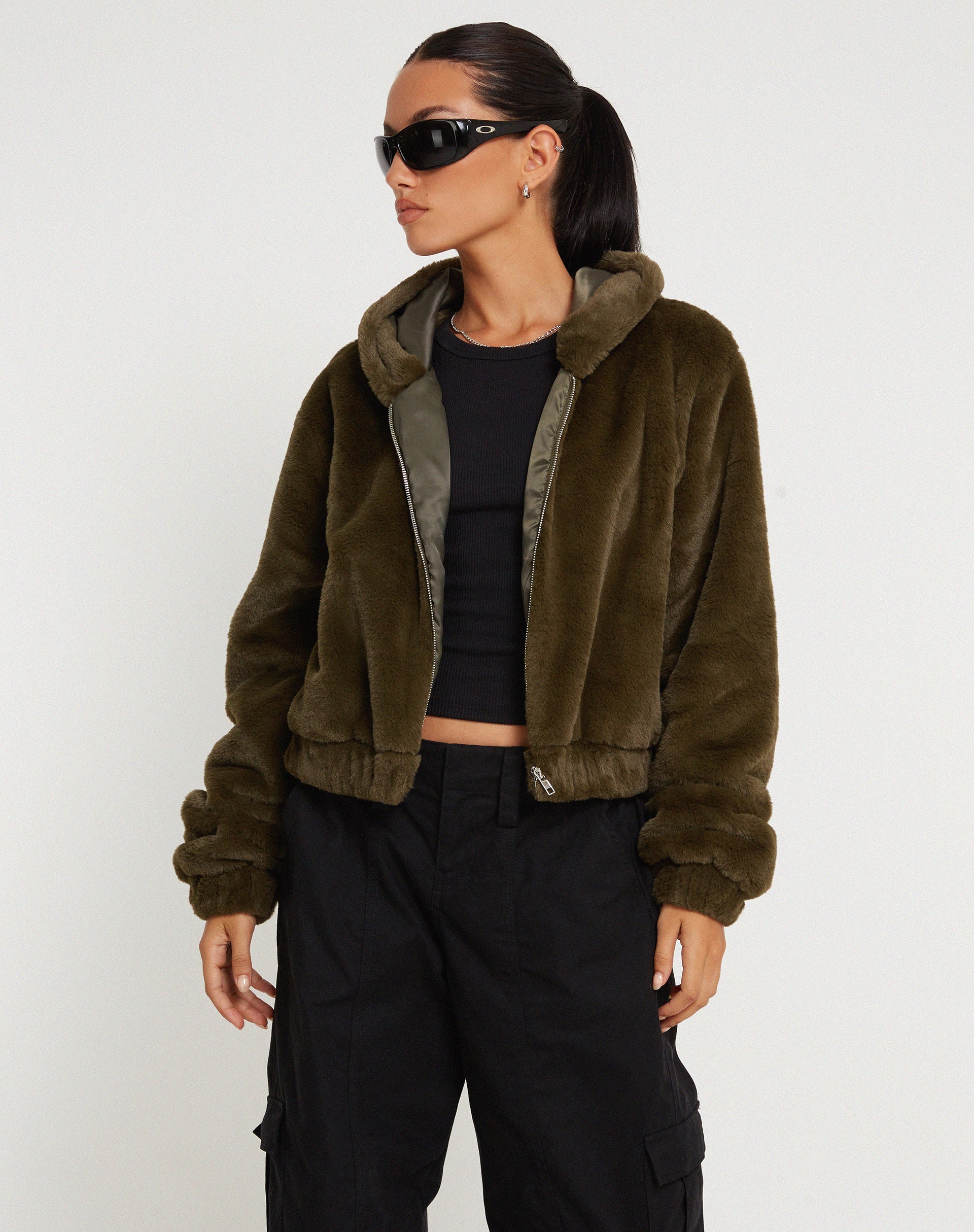 Image de la veste zippée Banowa en olive