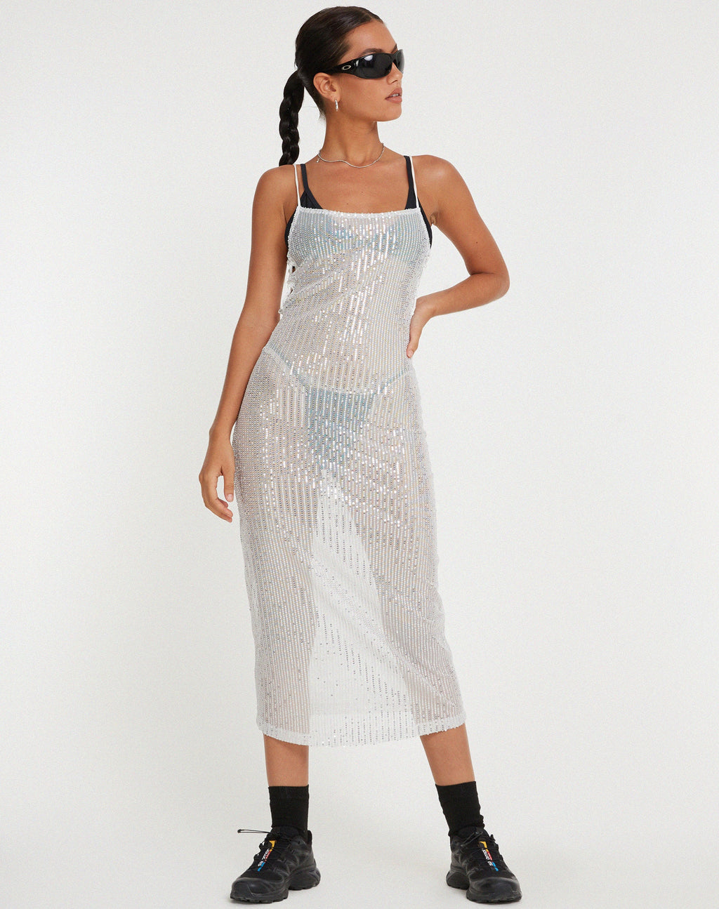 Robe Bidelia en paillettes argentées