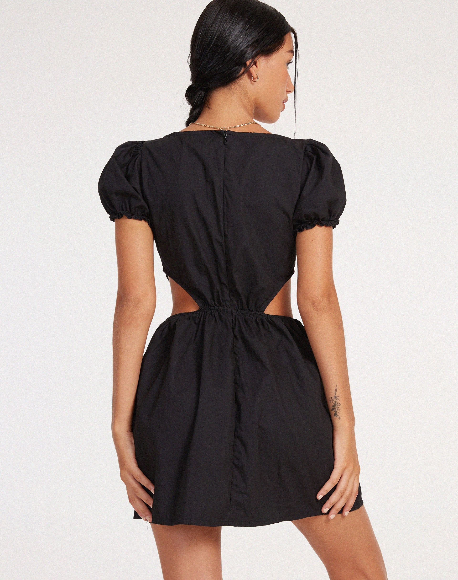 Image de Mini robe Brynlie en popeline noire