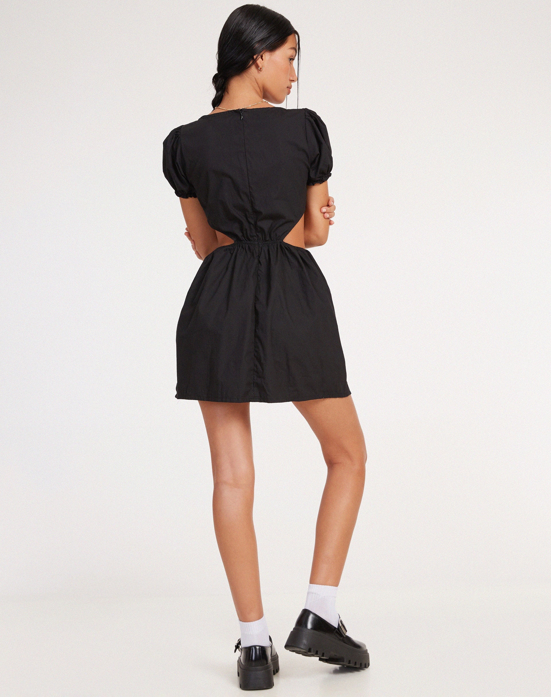Image de Mini robe Brynlie en popeline noire