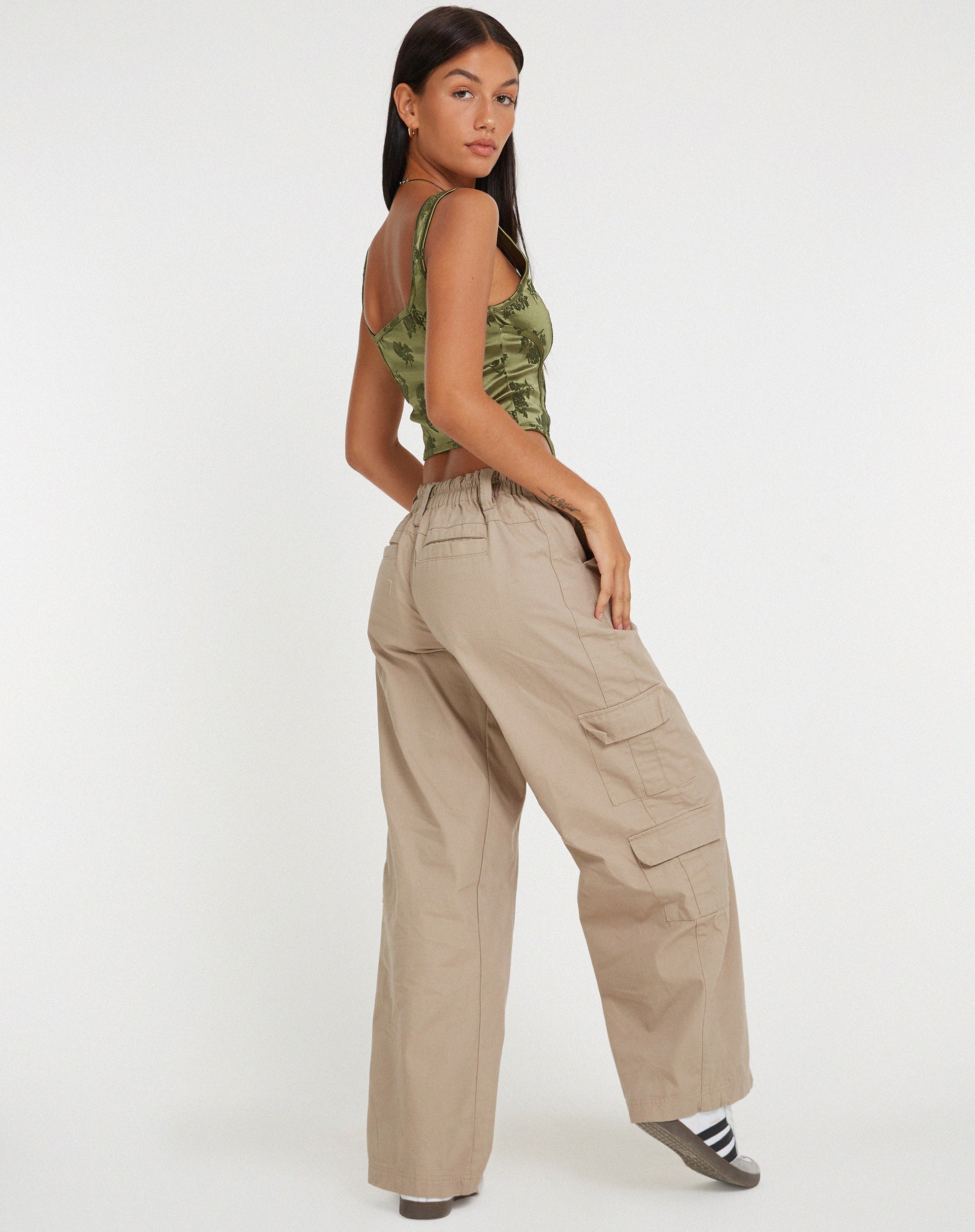 Image de Elciva Corset Top in Rose Flock Loden Green