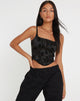 image de Ello Corset Top in Black Rose Flock