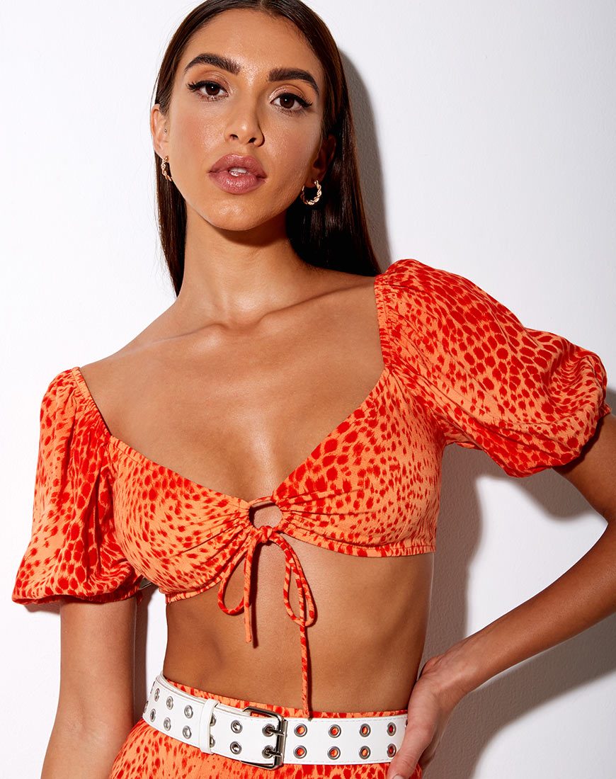 Image de Chelin Crop Top in Gradient Cheetah Tangerine