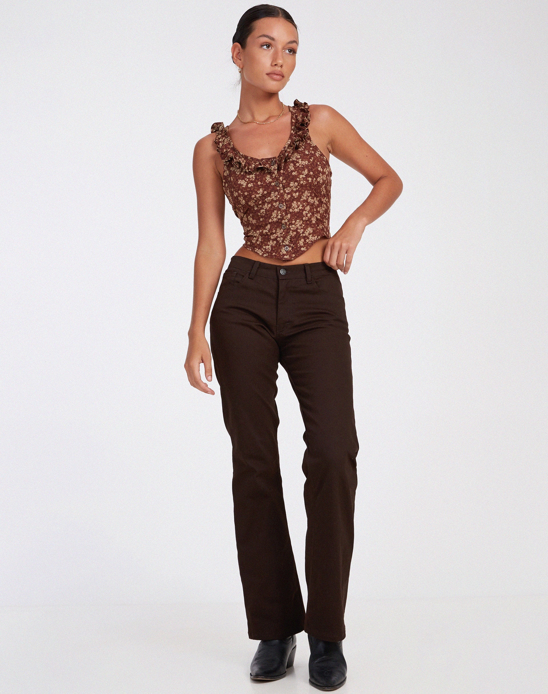 IMAGE DU Top Cami Julka en floral marron terreux