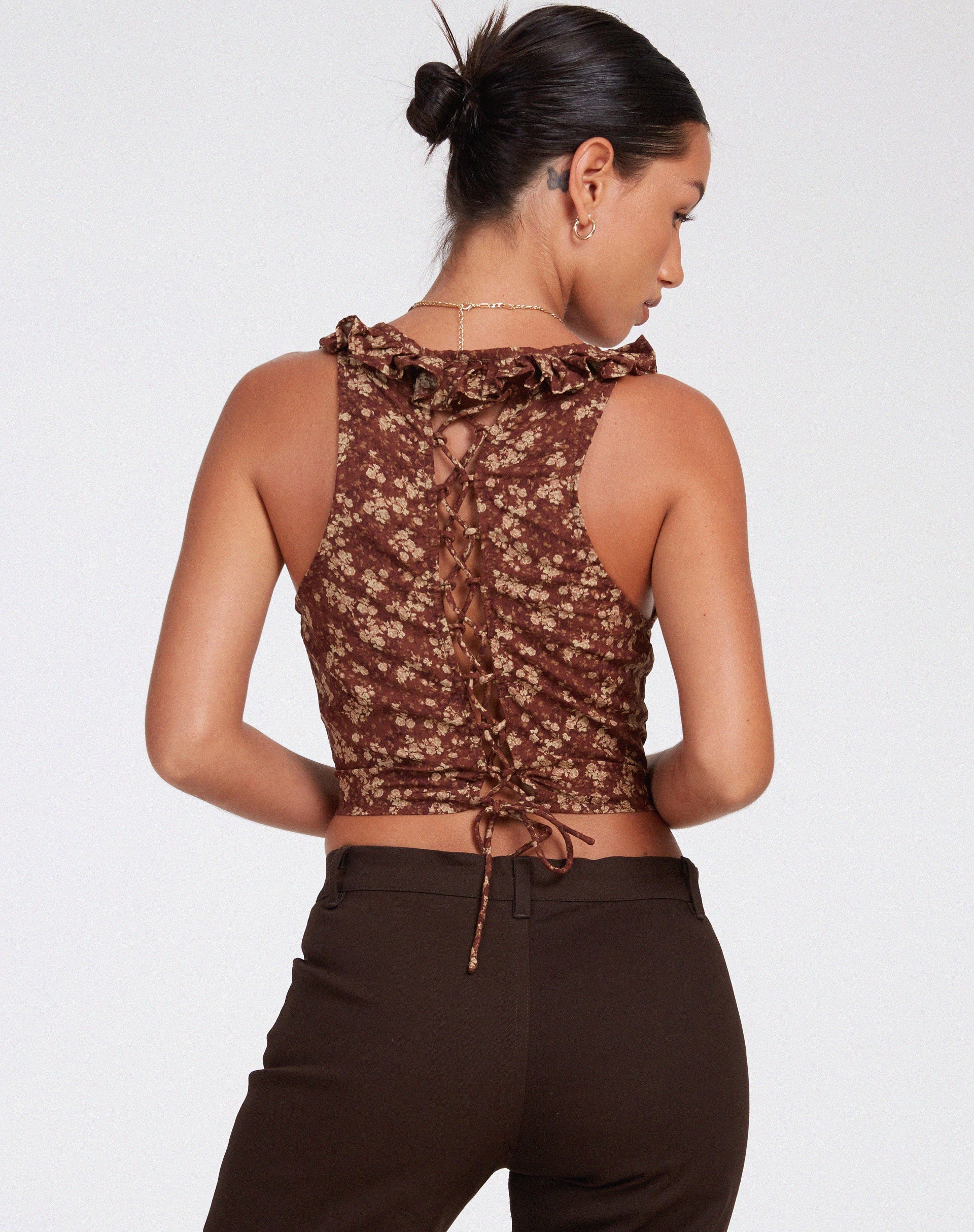 IMAGE DU Top Cami Julka en floral marron terreux