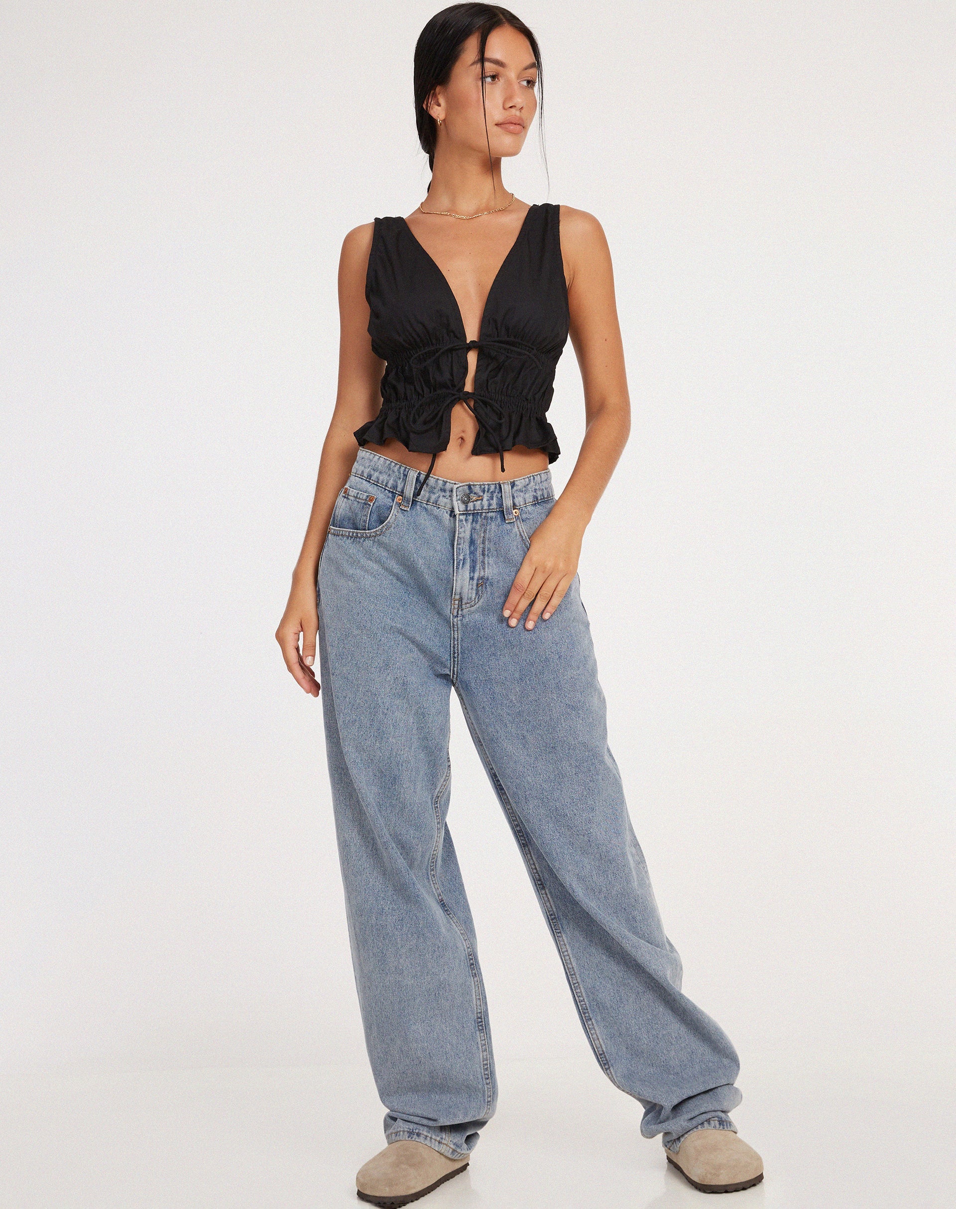 image de Kayson Crop Top in Poplin Black