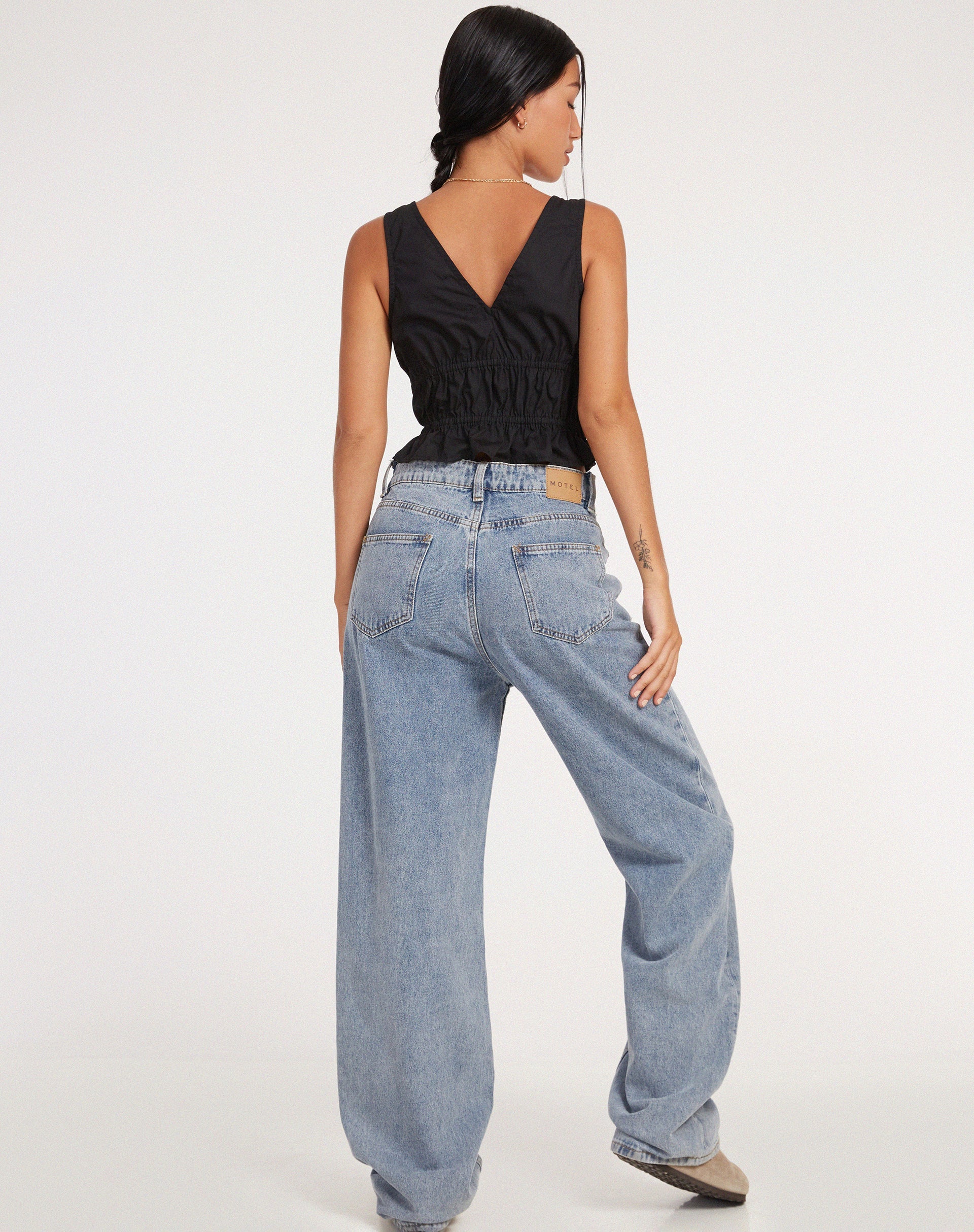 image de Kayson Crop Top in Poplin Black